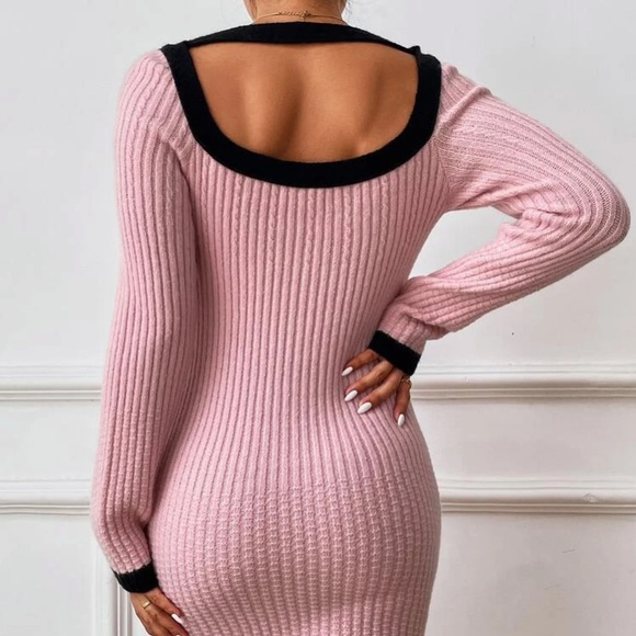 Elegant Bow Ribbon Sweater Dress. - Picture 7 of 16